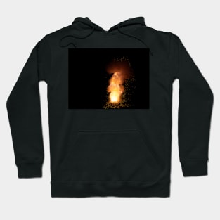 Realistic fiery explosion, orange color with sparks on a black background Hoodie